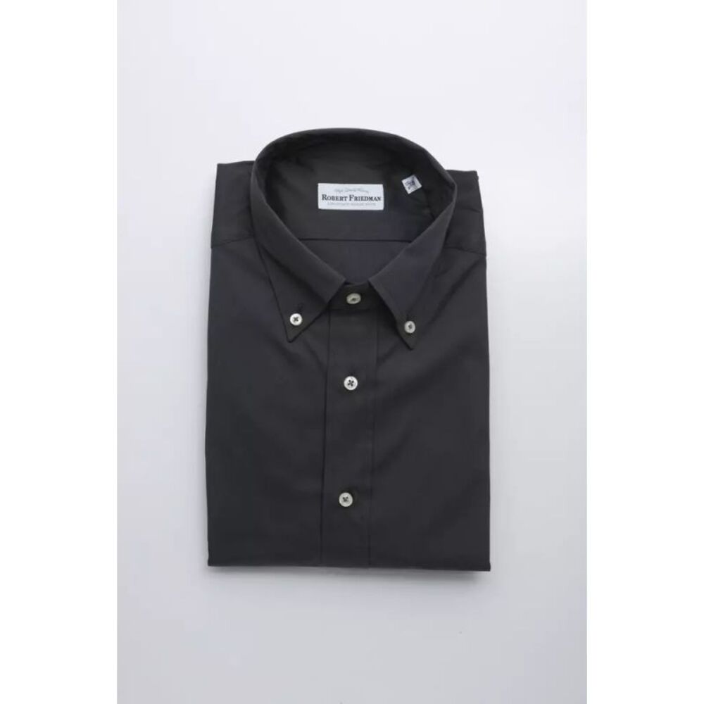 Robert Friedman Gray Cotton Men Men's Shirt